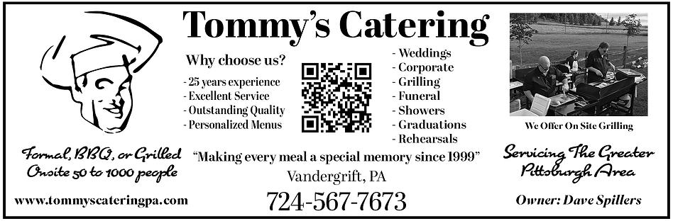 Tommy's Catering clipper advert with a QR code