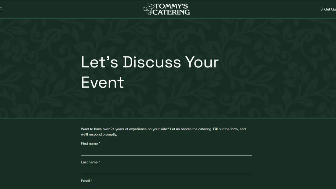Tommy's Catering contact form